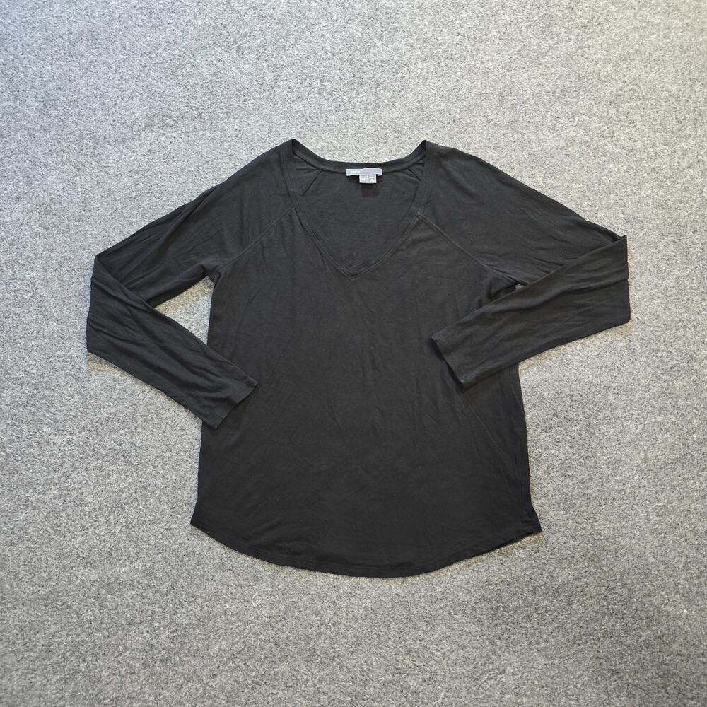 Vince Top Womens Size XS Black Long Sleeve Boxy Stretch Minimalist Layer Casual